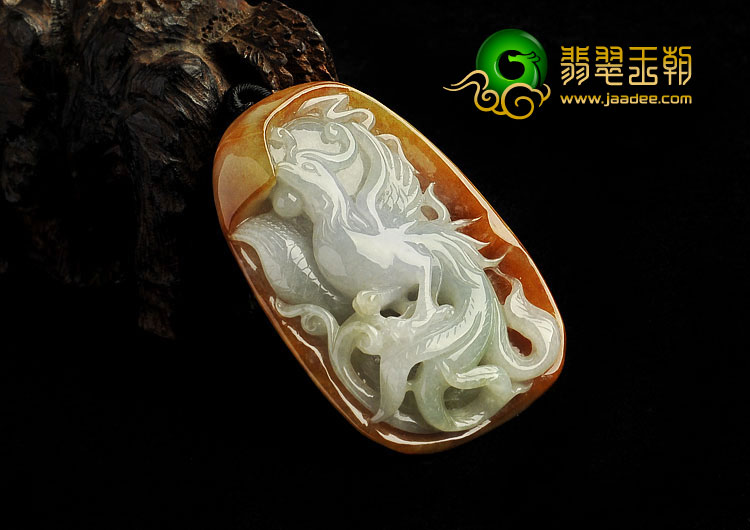 糯冰种褐黄翡缅甸翡翠A货凤凰挂件