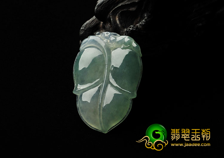 冰种飘花缅甸翡翠A货叶子挂件