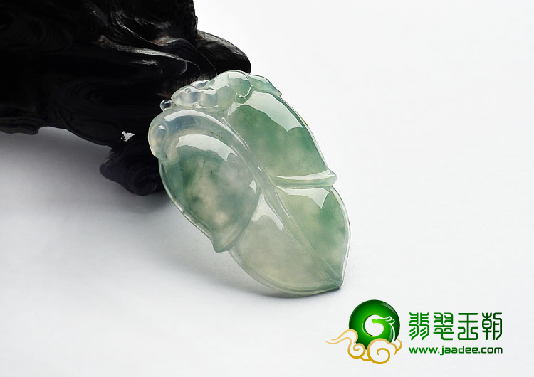 冰种飘花缅甸翡翠A货叶子挂件