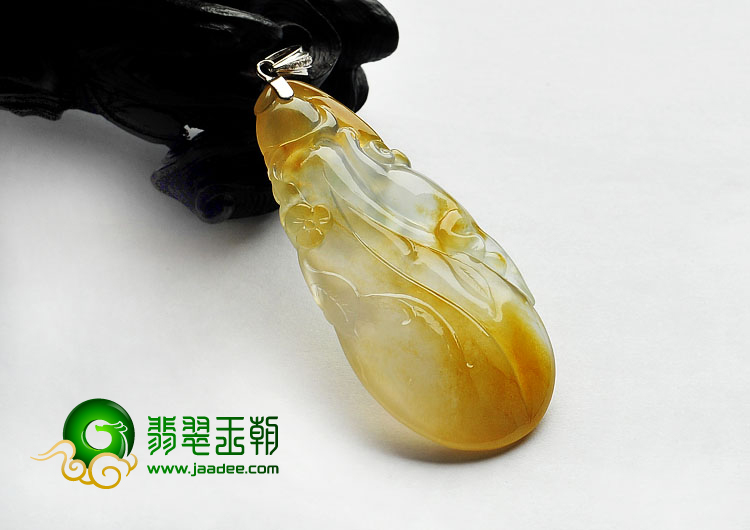 冰种黄翡缅甸翡翠A货灵猴献寿挂件