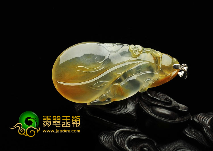 冰种黄翡缅甸翡翠A货灵猴献寿挂件