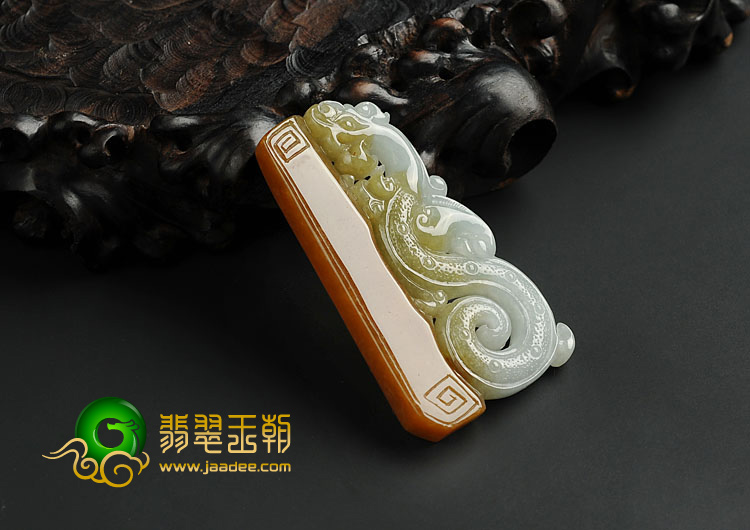 冰种褐黄翡晴水缅甸翡翠A货仿古龙挂件