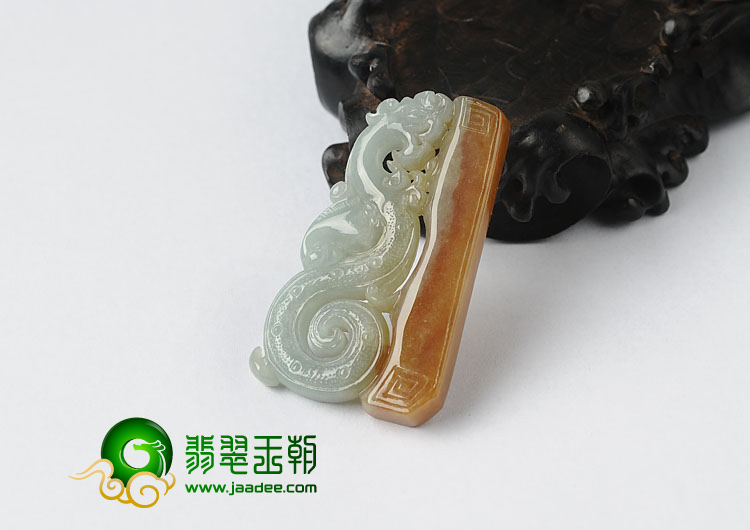 冰种褐黄翡晴水缅甸翡翠A货仿古龙挂件