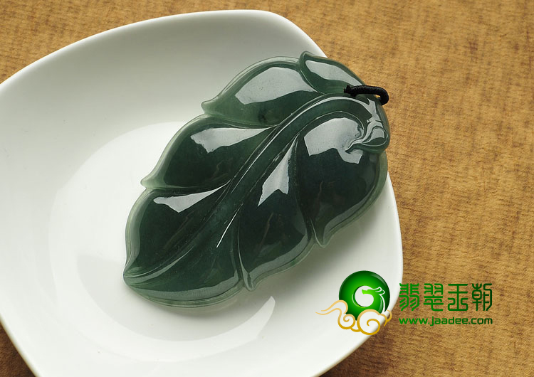 冰种油青缅甸翡翠A货叶子挂件