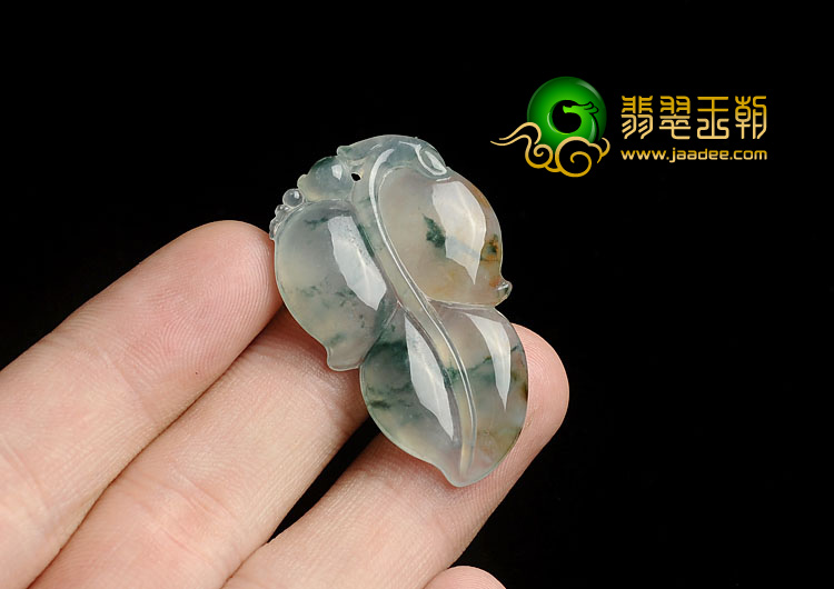 冰种飘花略带黄翡缅甸翡翠A货叶子挂件