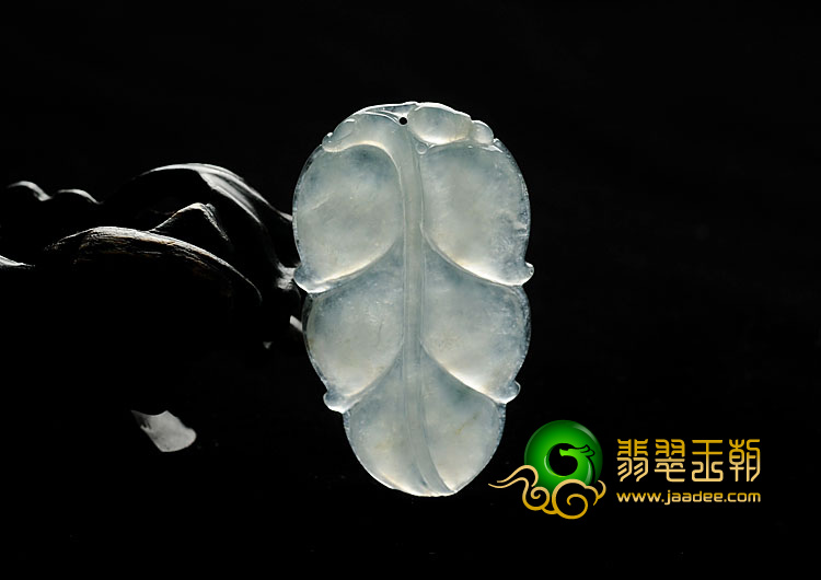 冰种晴水缅甸翡翠A货叶子挂件