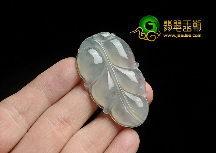 冰种晴水缅甸翡翠A货叶子挂件