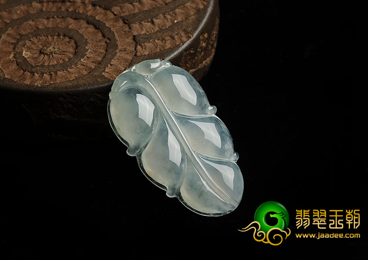 冰种晴水缅甸翡翠A货叶子挂件