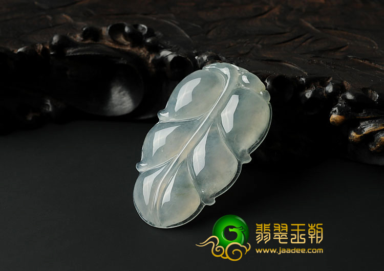 冰种晴水缅甸翡翠A货叶子挂件