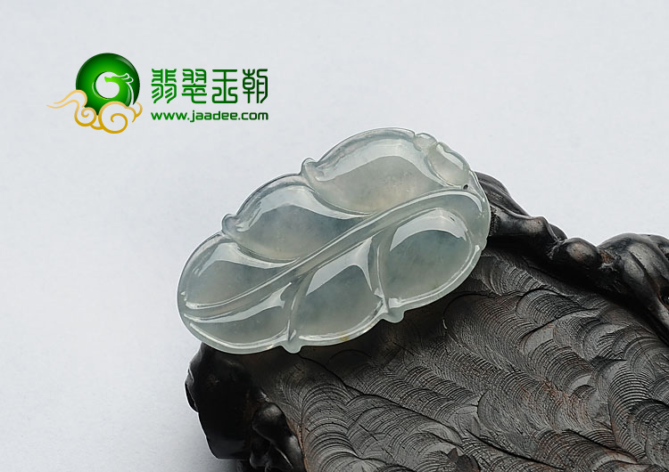 冰种晴水缅甸翡翠A货叶子挂件