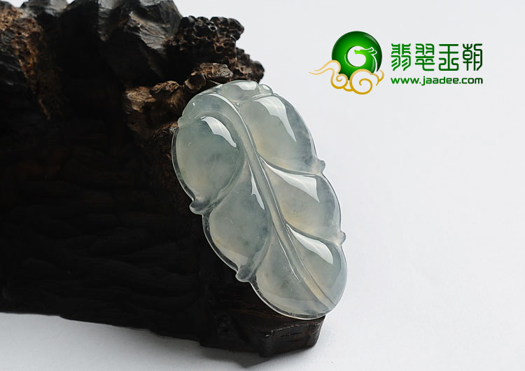 冰种晴水缅甸翡翠A货叶子挂件
