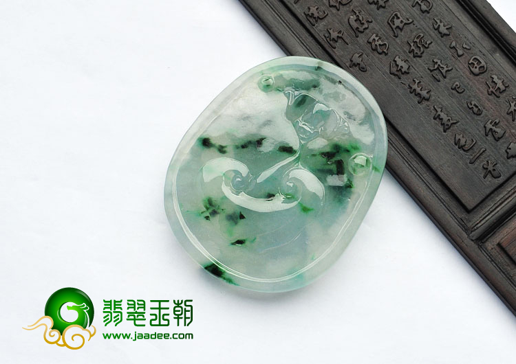 冰种飘花缅甸翡翠A货马上封侯挂件