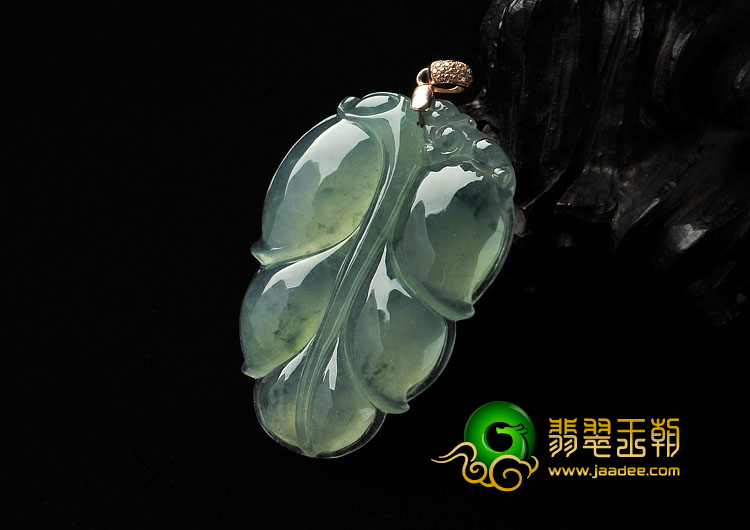 冰种飘花缅甸翡翠A货叶子挂件