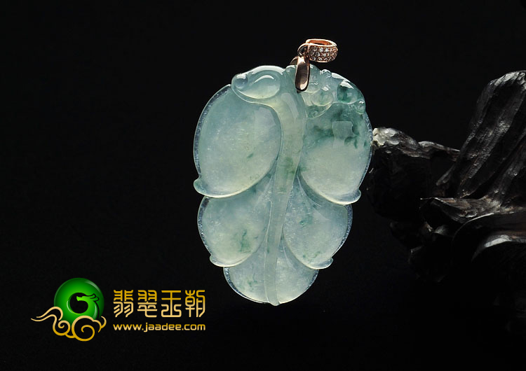 冰种飘花缅甸翡翠A货叶子挂件