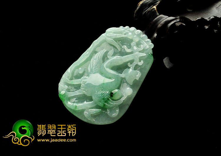 冰种飘翠缅甸翡翠A货一路连升挂件