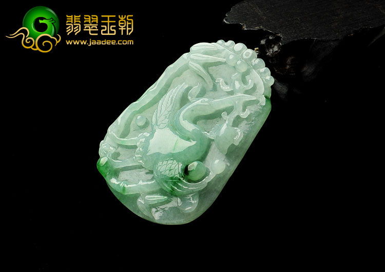冰种飘翠缅甸翡翠A货一路连升挂件