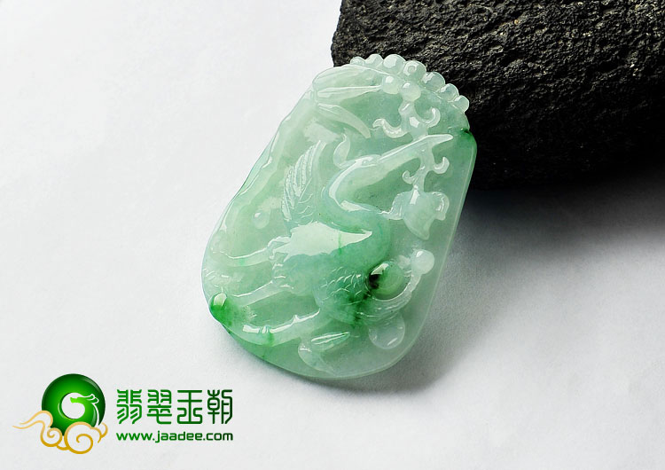 冰种飘翠缅甸翡翠A货一路连升挂件