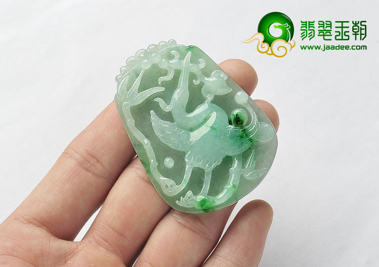 冰种飘翠缅甸翡翠A货一路连升挂件