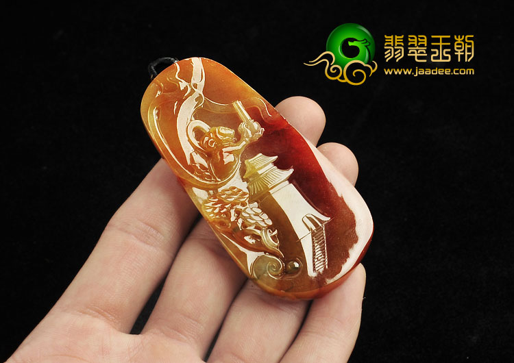 冰种红黄翡缅甸翡翠A货天籁之音挂件