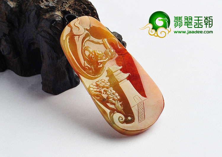 冰种红黄翡缅甸翡翠A货天籁之音挂件