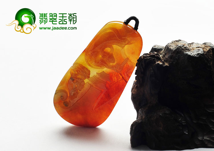 冰种红黄翡缅甸翡翠A货天籁之音挂件