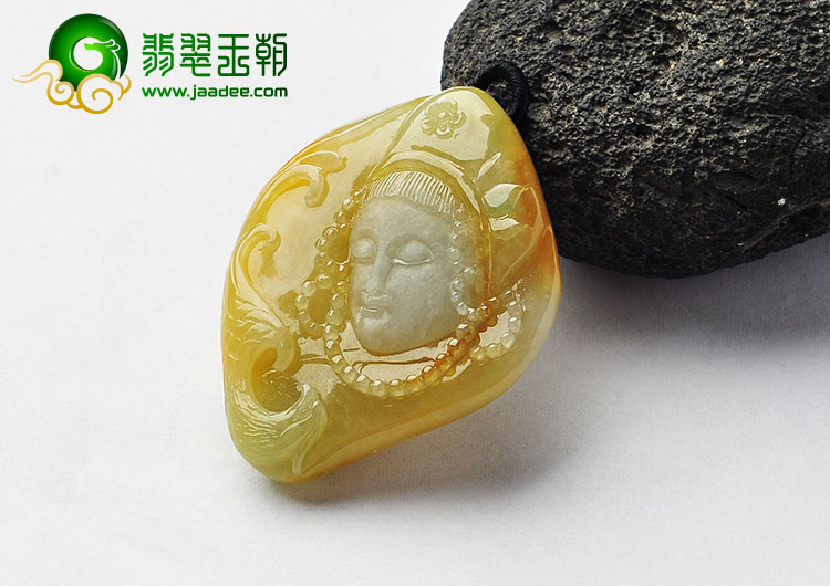 糯冰种黄翡缅甸翡翠A货美女挂件
