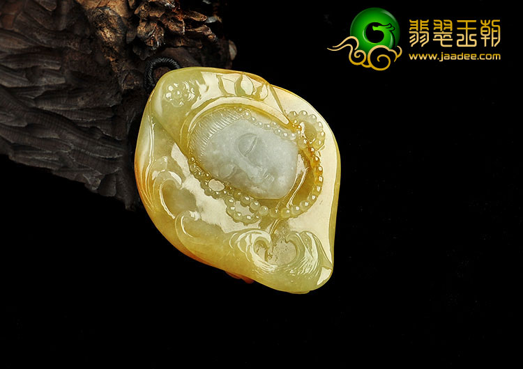 糯冰种黄翡缅甸翡翠A货美女挂件