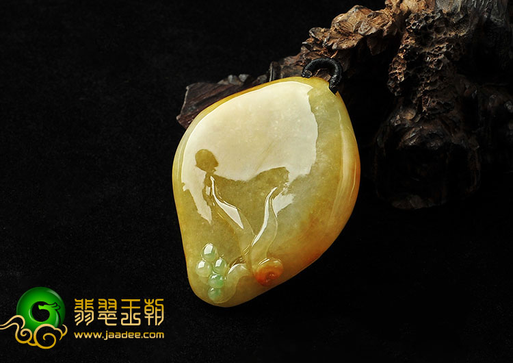 糯冰种黄翡缅甸翡翠A货美女挂件