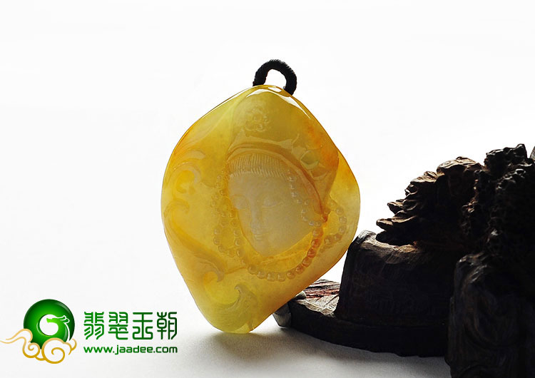 糯冰种黄翡缅甸翡翠A货美女挂件