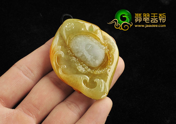 糯冰种黄翡缅甸翡翠A货美女挂件