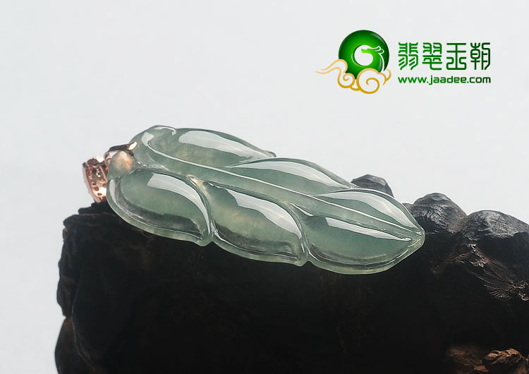 冰种晴水缅甸翡翠A货叶子挂件