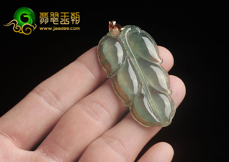 冰种晴水缅甸翡翠A货叶子挂件