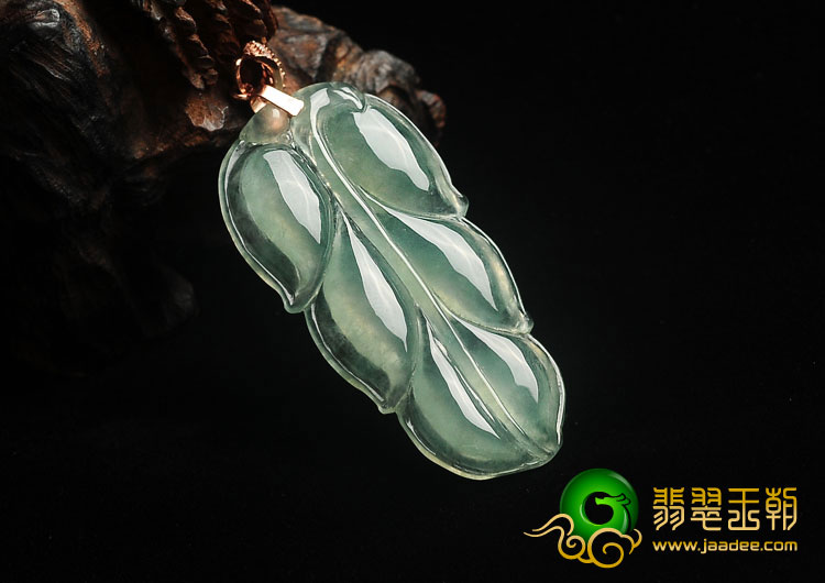 冰种晴水缅甸翡翠A货叶子挂件
