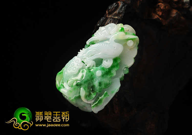 糯冰种飘翠缅甸翡翠A货一路连科挂件