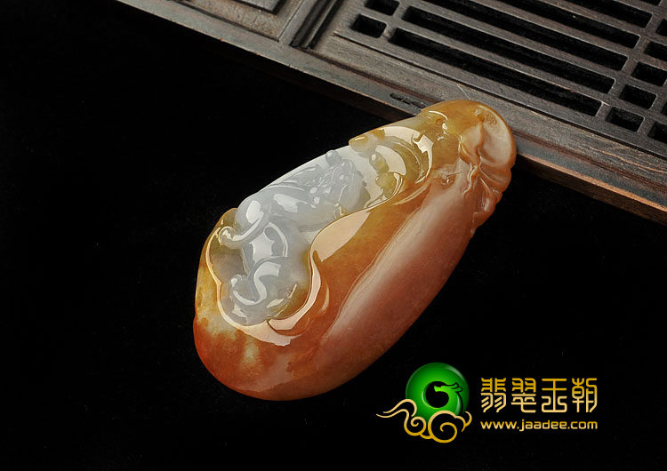 糯冰种褐黄翡缅甸翡翠A货貔貅挂件