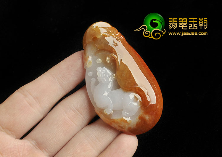 糯冰种褐黄翡缅甸翡翠A货貔貅挂件