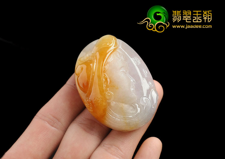 (超值推荐)冰种黄翡缅甸翡翠A货美女头挂件