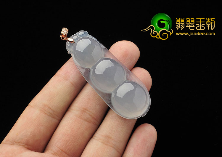 冰种淡紫罗兰缅甸翡翠A货四季豆挂件