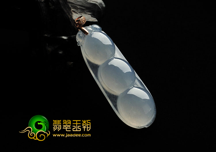 冰种淡紫罗兰缅甸翡翠A货四季豆挂件