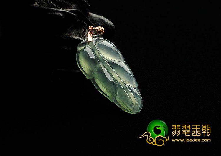 冰种晴水缅甸翡翠A货叶子挂件