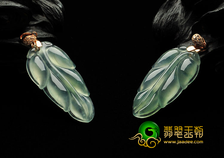 冰种晴水略飘翠缅甸翡翠A货叶子挂件（单价）