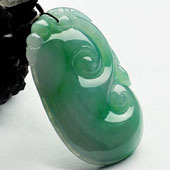 糯冰种飘翠缅甸翡翠A货如意挂件