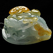 冰种黄翡飘花缅甸翡翠A货貔貅如意挂件