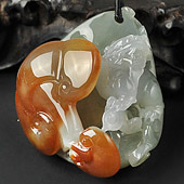 冰种晴水褐黄翡缅甸翡翠A货如意寿挂件