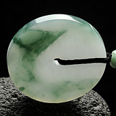 糯冰种飘花缅甸翡翠A货平安扣挂件