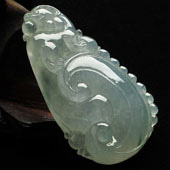 冰种晴水缅甸翡翠A货如意寿挂件