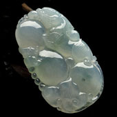 冰种晴水缅甸翡翠A货如意寿挂件