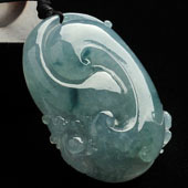 冰种飘花缅甸翡翠A货如意挂件