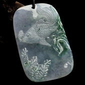 冰种飘花缅甸翡翠A货年年有余挂件