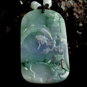 糯冰种春带彩缅甸翡翠A货独钓寒江挂件